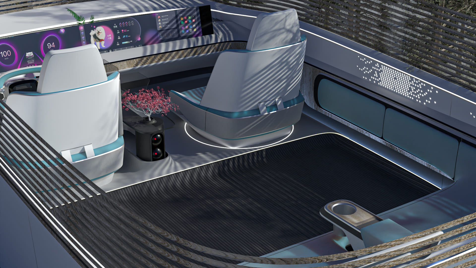Interactive cabin space render view three