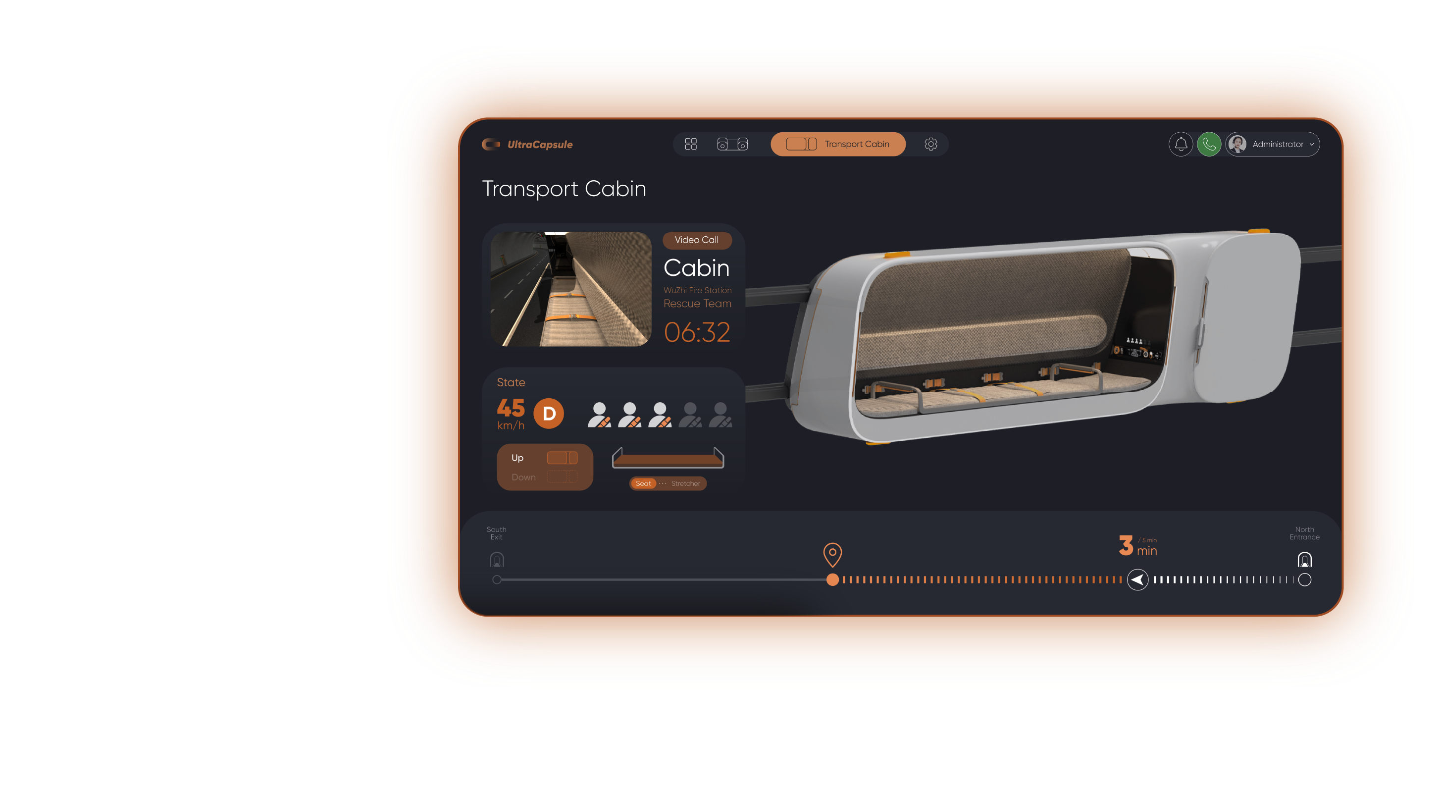Tunnel detail UI transport cabin page